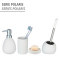 Perie pentru toaleta cu suport Polaris, Wenko, 15x14.5x36 cm, ceramica, alb