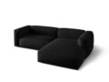 Coltar modular dreapta 2 locuri, Martina-169, Micadoni Home, 283x176x75 cm, tesatura structurata catifelata, negru