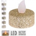 Set 6 lumanari cu LED Glitter, 3.8x4 cm, auriu