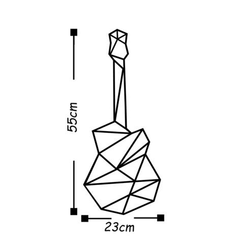 Decoratiune de perete, Guitar, Metal, Dimensiune: 23 x 55 cm, Negru