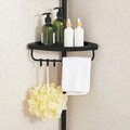 Etajera pentru baie si dus cu inaltime reglabila Vasagle Shower Caddy, 35 x 25 x 85-305 cm, tija telescopica, otel/pp, negru