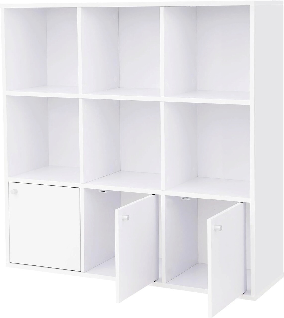 Biblioteca cu 9 compartimente Vasagle, 97.5x30x97.5 cm, PAL melaminat, alb