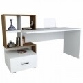 Birou Wooden Art, Bloom White Walnut, 152.7x105.6x60 cm