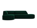 Coltar stanga 4 locuri, Ruby, Micadoni Home, BL, forma rotunjita, fara cotiera, 273x180x69 cm, catifea, verde bottle