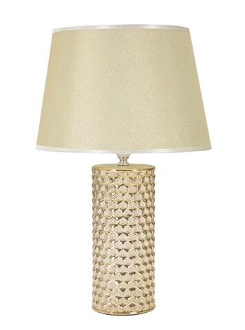 Lampa de masa, Glam Gold, Mauro Ferretti, 1 x E27, 40W, Ø30 x 47.5 cm, ceramica/fier/textil, alb/auriu