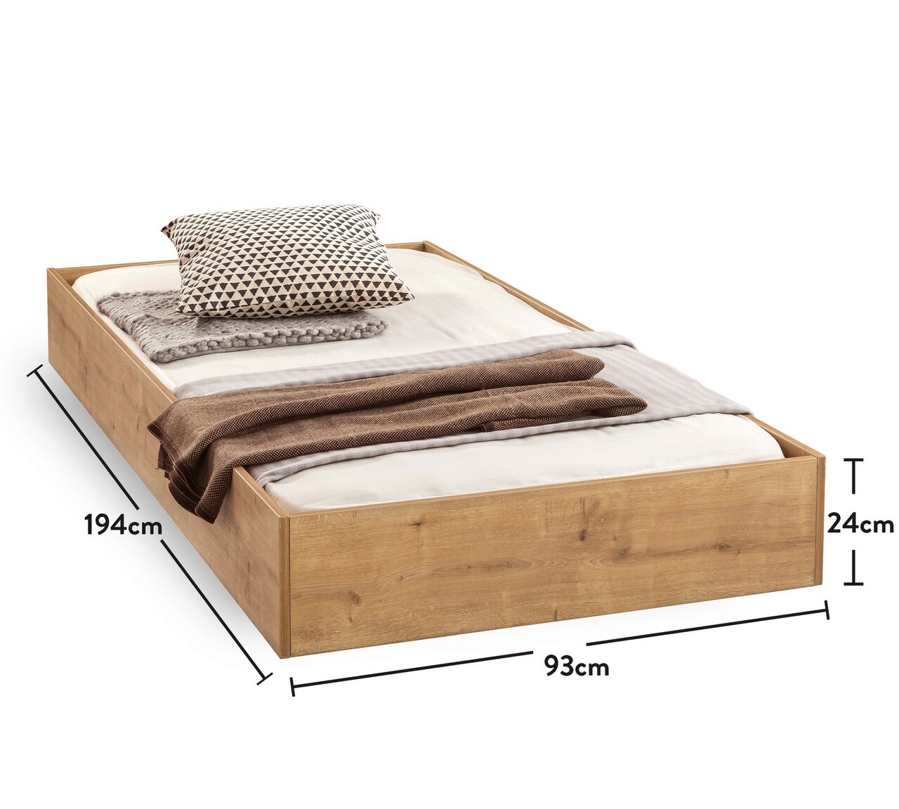 Pat extensibil, Çilek, Mocha Pull-Out Bed (90X190), 93x24x194 cm, Multicolor