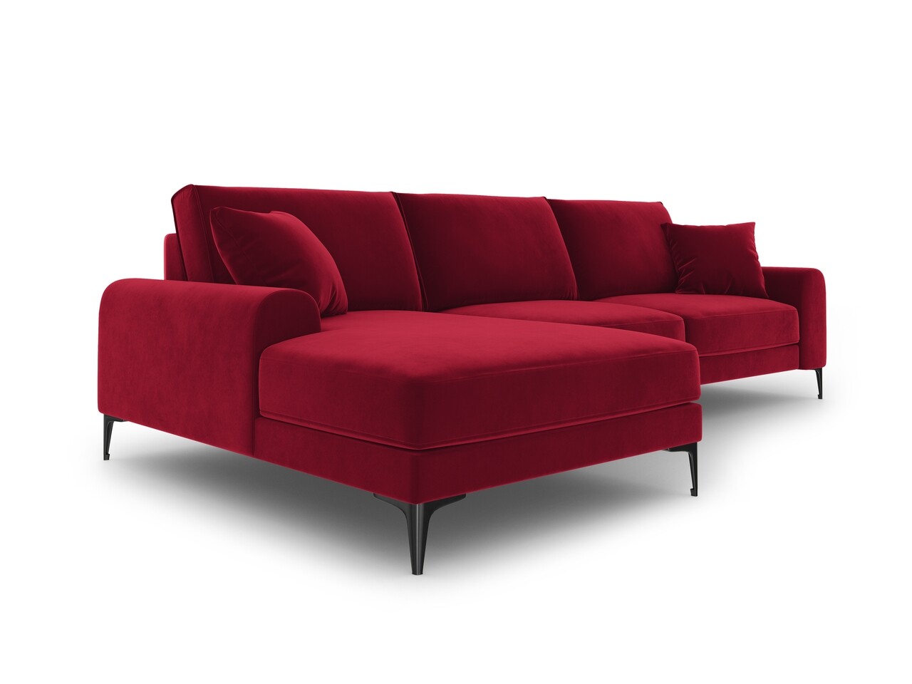 Coltar stanga, Madara, Mazzini Sofas, 5 locuri, 254x182x90 cm, catifea, rosu vin - 2 | YEO