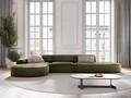 Coltar stanga 4 locuri, Jodie, Micadoni Home, BL, forma rotunjita, 342x166x70 cm, catifea, verde