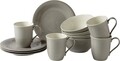 Set mic dejun 12 piese, Like Villeroy & Boch, Color Loop Stone, portelan premium, gri