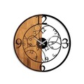 Ceas de perete, Wooden Clock, Lemn/metal, ø56 cm, Nuc / Negru