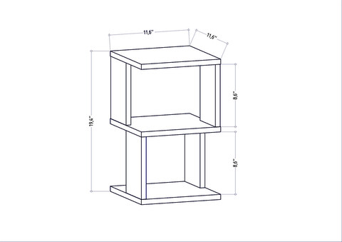 Noptiera, Retricy, Carter, 29.6x29.6x49.4 cm, PAL, Antracit / Stejar