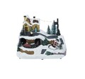 Decoratiune cu functie de miscare si lumini Winter Scene Santa on ice v2, 23.5x16x17 cm, cu baterii