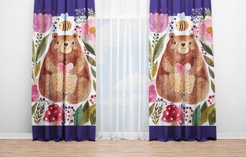 Set 2 draperii Bear, Oyo Kids, 140x240 cm, poliester, multicolor