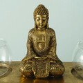 Suport pentru lumanari Jarven Buddha, Boltze, 30x10x16 cmm, polirasina, auriu