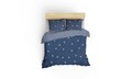 Lenjerie de pat dubla king size, Eponj Home, Ucgen 143EPJ44256, 3 piese, amestec bumbac, bleu/alb