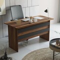 Set mobilier pentru camera de studiu, 5 piese, Locelso, VO16 - BA, pal melaminat, maro/antracit