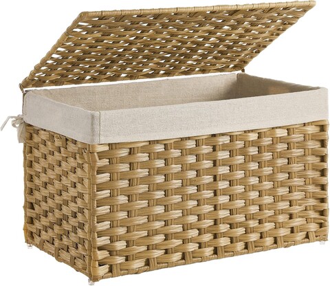 Cufar de depozitare / cos cu model ratan 65L, 55.5x34x34 cm, max 30 kg, bumbac/fier/plastic, natural