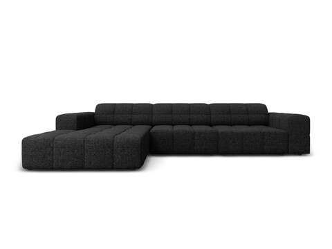 Coltar stanga 4 locuri, Jennifer-140, Micadoni Home, 284x166x70 cm, tesatura chenille din poliester, negru