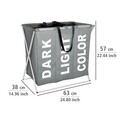 Cos de rufe cu 3 compartimente, Wenko, Trio, 129 L, 63 x 57 x 38 cm, poliester/aluminiu, gri