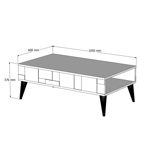 Masuta de cafea, Hommy Craft, Madrid, 105x37.6x60 cm, Nuc / Negru