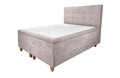 Pat matrimonial, Stockholm, Dots E, 140x200 cm, saltea tip Pocket, topper memory, Taupe