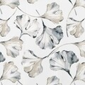 Draperie Eurofirany, Aida Ginkgo Leaves, 140x250 cm, poliester, alb/gri