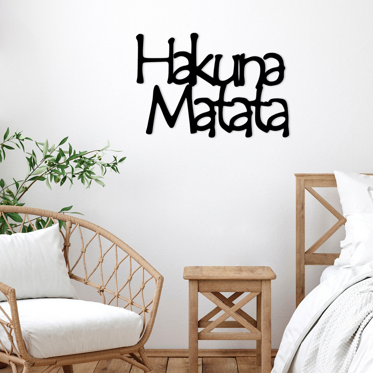 Decoratiune de perete, Hakuna Matata 8, Metal, Dimensiune: 69 x 1,5 x 47 cm, Negru - 2 | YEO