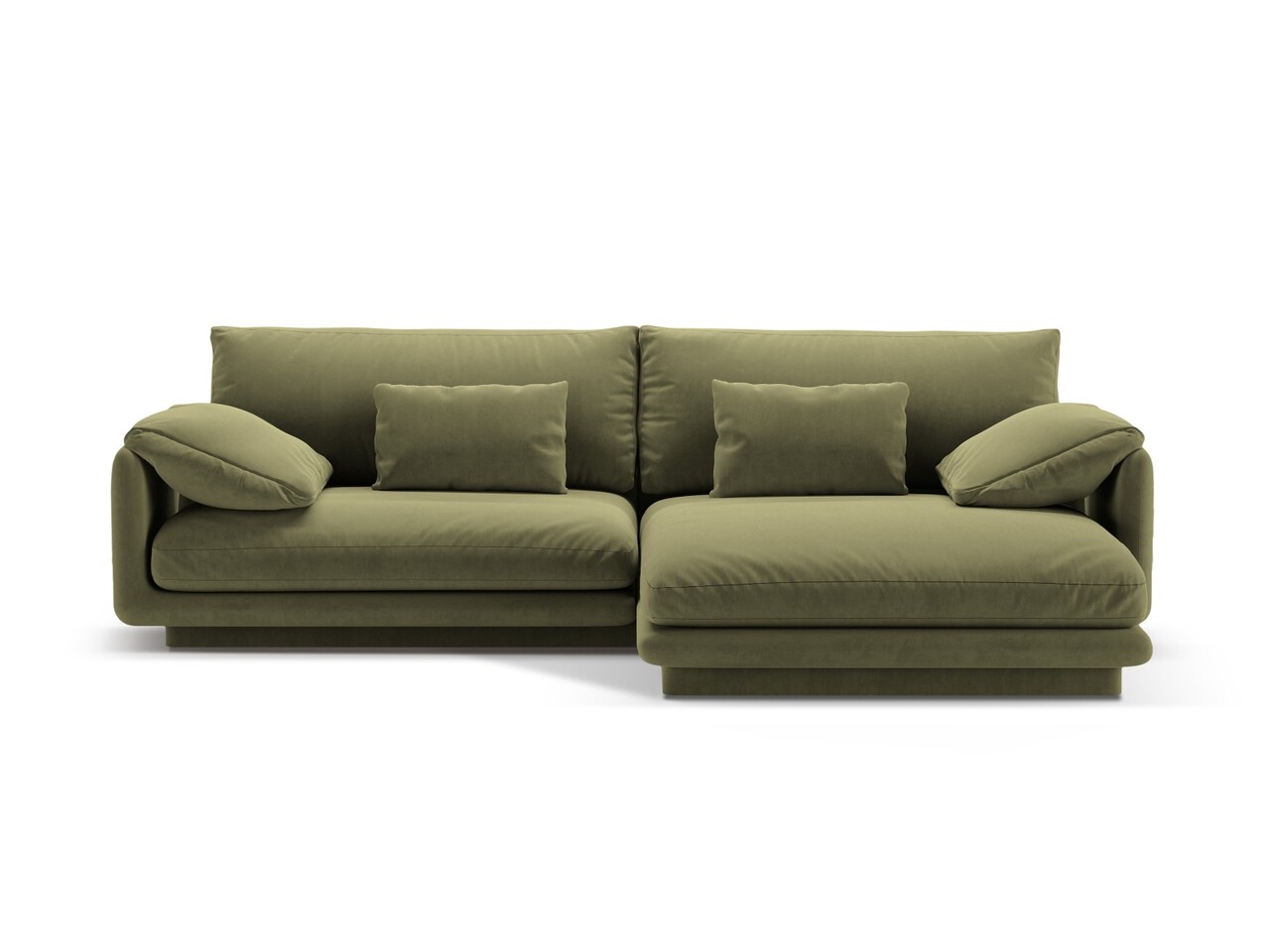 Coltar dreapta 4 locuri, Torino-184, Micadoni Home, 250x170x83 cm, catifea, verde deschis