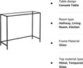 Consola Minimalist, Vasagle, 100 x 35 x 80 cm, otel/sticla temperata, negru