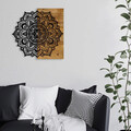 Decoratiune de perete, Mandala 6, Metal/lemn, Dimensiune: 59 x 3 x 58 cm, Nuc / Negru