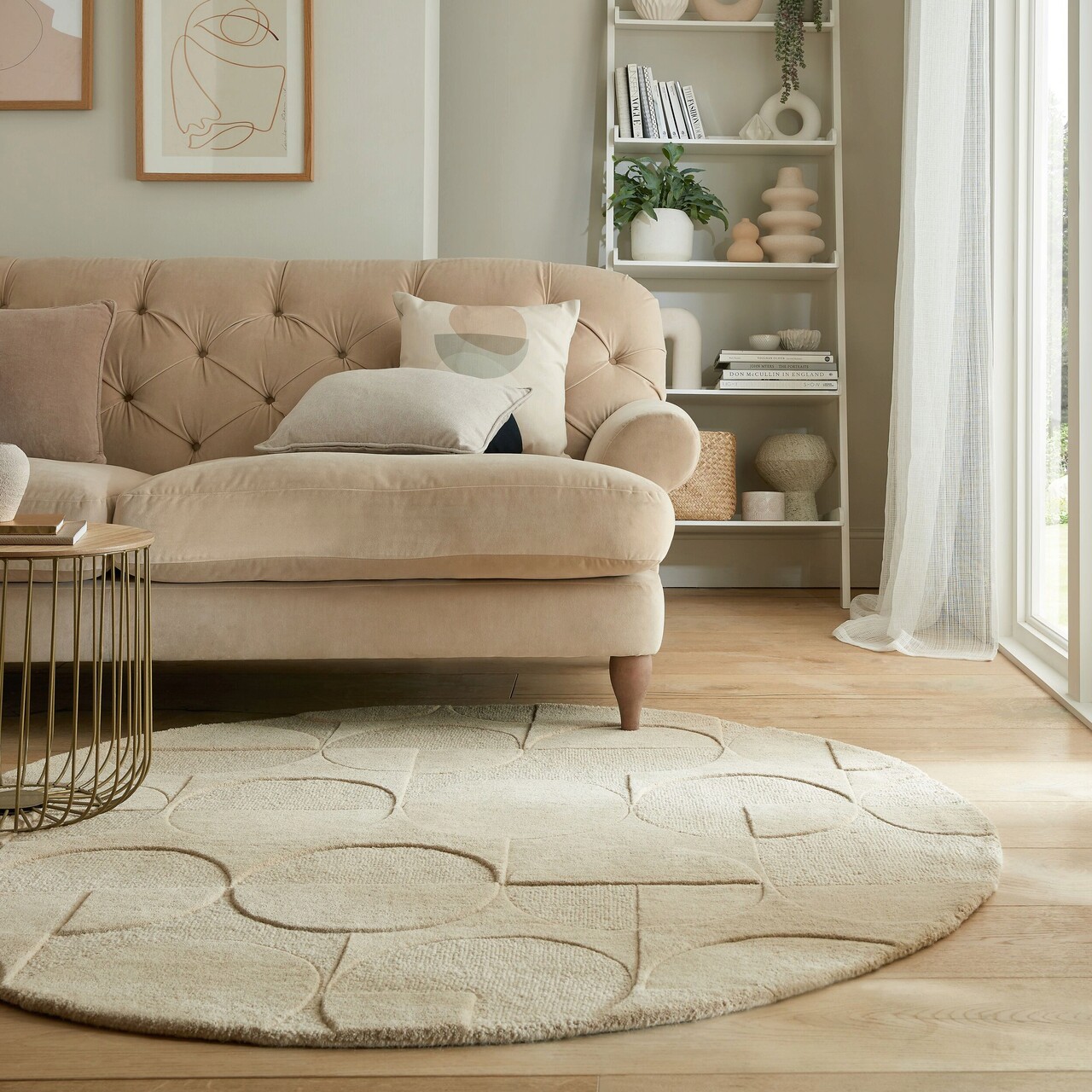 Covor Gigi, Flair Rugs, D160 cm, lana, natural