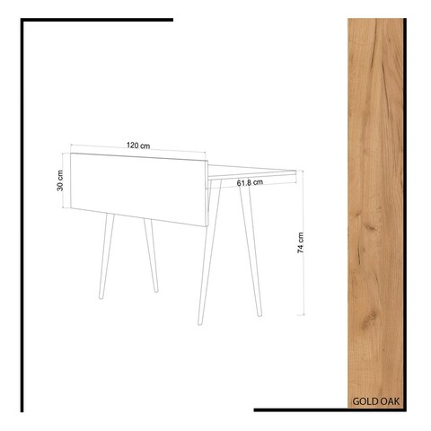 Birou, Mod Design, Imma, 120x74x61.8 cm, Stejar