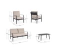 Set mobilier pentru gradina/terasa 4 piese Nebula, Bizzotto, aluminiu/tesatura impermeabila Ofelin, antracit