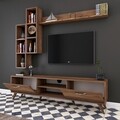 Comoda TV cu 3 rafturi de perete M16 - 262, Wren, 180 x 35 x 48.6 cm/90 cm/133 cm, walnut