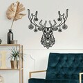 Decoratiune de perete, Christmas Deer, Metal, Dimensiune: 70 x 69 cm, Negru