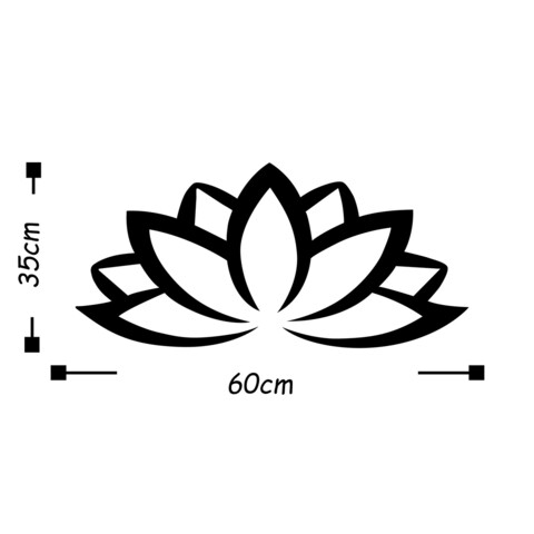 Decoratiune de perete, Lotus Flower 2, Metal, Dimensiune: 60 x 35 cm, Negru