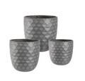 Set ghivece pentru exterior 3 piese Pyramid, Bizzotto, 44 x 44 x 43 cm, fibra de sticla, gri antracit