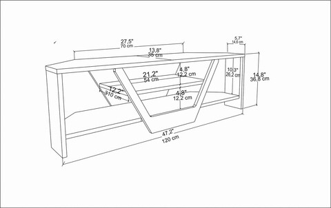 Comoda TV, Retricy, Sares, 120x35x36.8 cm, PAL, Nuc / Negru