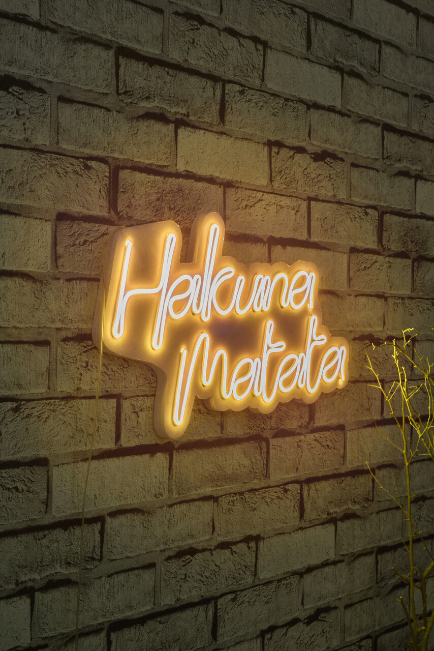 Decoratiune luminoasa LED, Hakuna Matata, Benzi flexibile de neon, DC 12 V, Galben