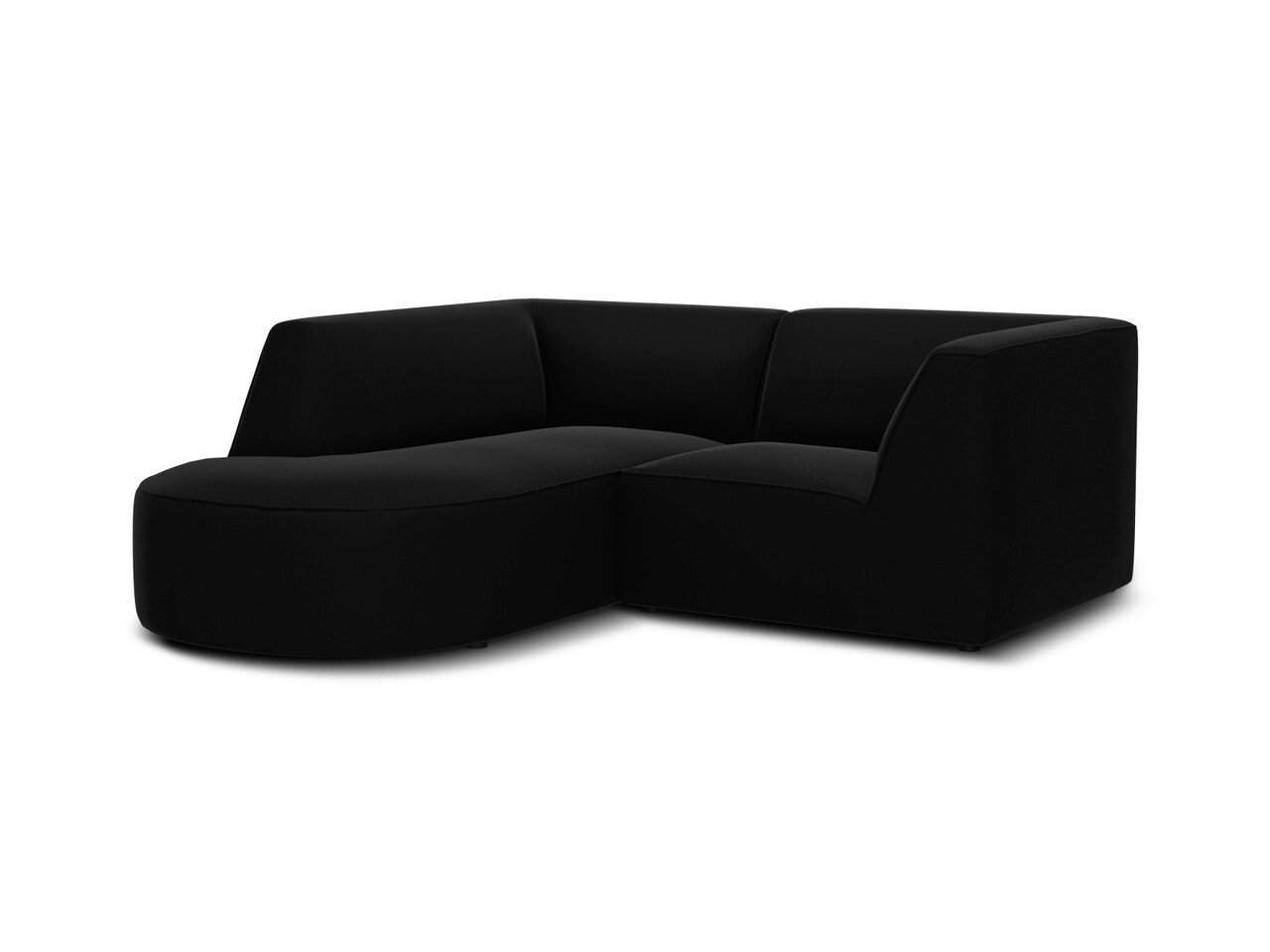 Coltar modular stanga 3 locuri, Ruby, Micadoni Home, BL, forma rotunjita, 186x180x69 cm, catifea, negru