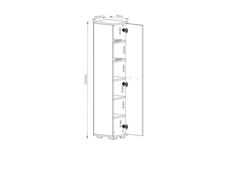 Dulap multifunctional, Olivia, Asimo XL, 29.6 x 156.6 x 35 cm, pal melaminat, antracit/alb