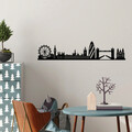 Decoratiune de perete, London Skyline, Metal, 105 x 18 cm, Negru