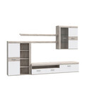 Set mobilier living 4 piese Reusel, Bedora, 300x38.3x200.9 cm, PAL/sticla/plastic, stejar/alb