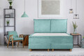 Pat matrimonial, Stockholm, Pillows E, 140x200 cm, saltea tip Pocket, topper memory, Mint