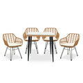 Set mobilier de gradina 5 piese Naoki, Pakoworld, masa si 4 scaune, metal/ratan sintetic, negru/natural