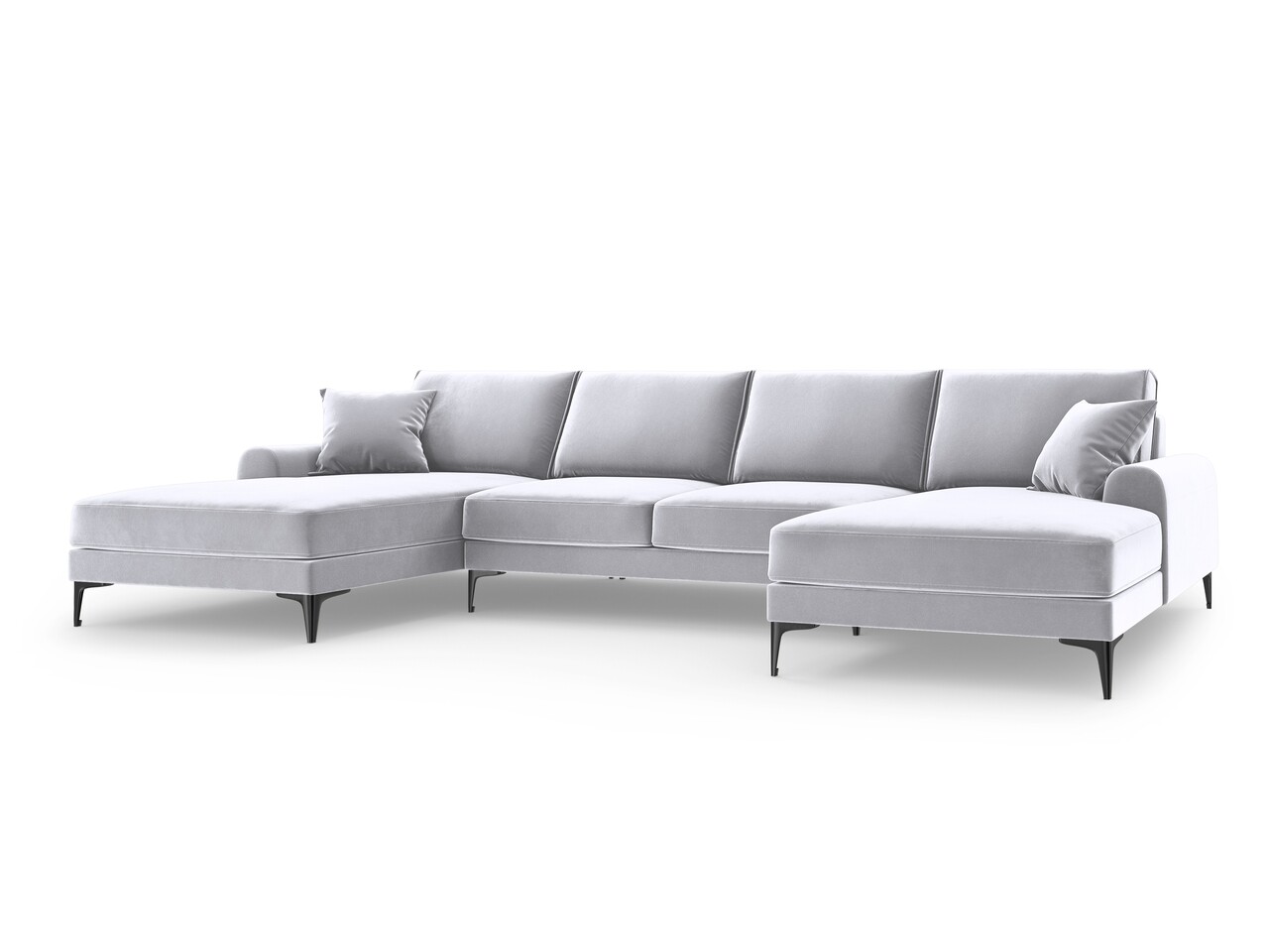 Coltar panoramic, Madara, Mazzini Sofas, 6 locuri, 334x182x90 cm, catifea, argintiu - 1 | YEO