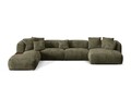 Coltar panoramic stanga 5 locuri design modular, Martina-212, Micadoni Home, 406x280x75 cm, velur, verde muschi