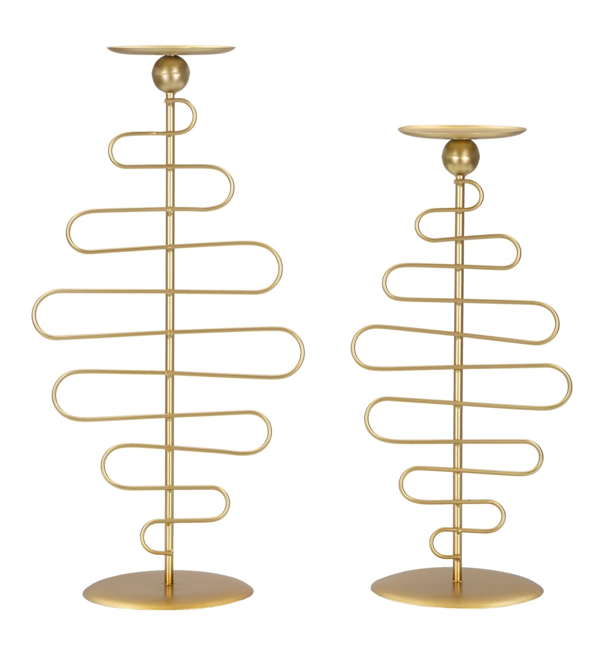 Set 2 suporturi pentru lumanare Alid, Mauro Ferretti, 20x16x43 cm, fier, auriu