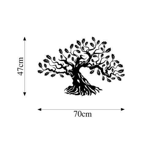 Decoratiune de perete, Monumental Tree 11, Metal, Dimensiune: 70 x 47 cm, Negru