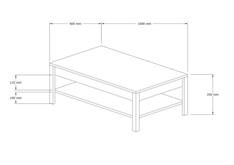 Masuta de cafea, Puqa Design, Moli, 100x35x60 cm, PAL, Safir / Alb